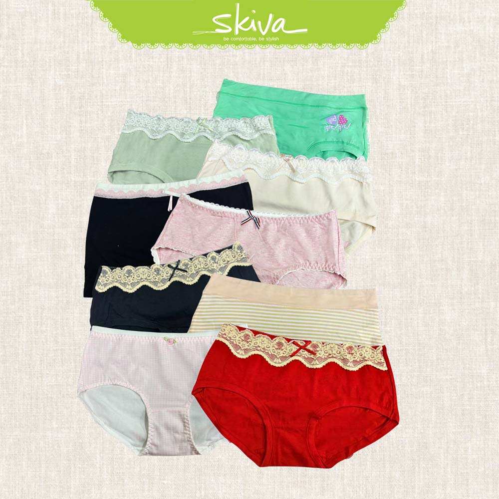 Assorted Design Girls Cotton/Lace Panties Low waist Mid-269-N420